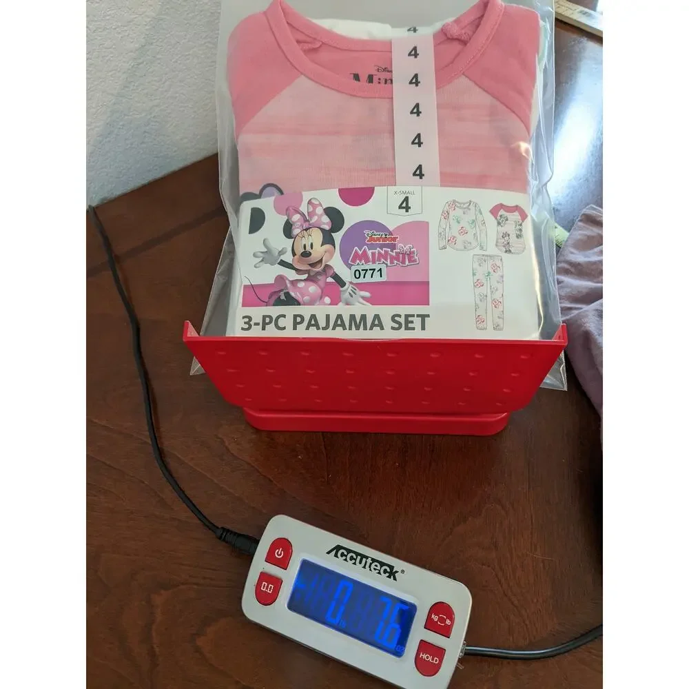 Disney Junior Minnie‎ Mouse Girls Pajama Set XS 4 Pink White Sleepwear 3 Piece